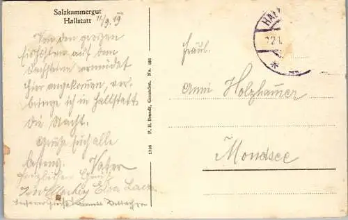 55626 - Oberösterreich - Hallstatt , Panorama - gelaufen 1919
