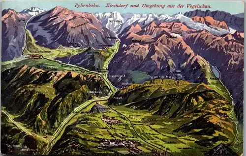 55636 - Oberösterreich - Kirchdorf , und Umgebung , Phyrnbahn , Vogelschau , Landkarte - gelaufen 1911