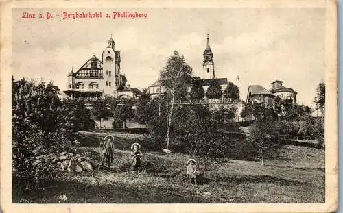 55659 - Oberösterreich - Linz , Bergbahnhotel u. Pöstlingberg - gelaufen 1914