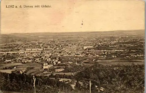 55665 - Oberösterreich - Linz Urfahr , mit Urfahr , Panorama - gelaufen 1917