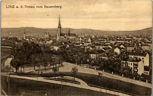 55666 - Oberösterreich - Linz , vom Bauernberg , Panorama - gelaufen