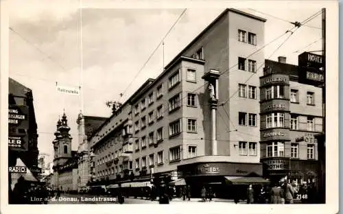 55689 - Oberösterreich - Linz , Landstrasse , Kino , Hotel , Palmers - gelaufen 1954