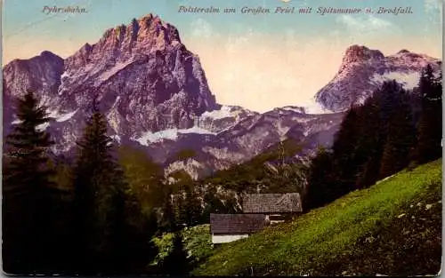 55709 - Oberösterreich - Polsteralm , am Großen Priel mit Spitzmauer u. Brodfall , Phyrnbahn - gelaufen 1906