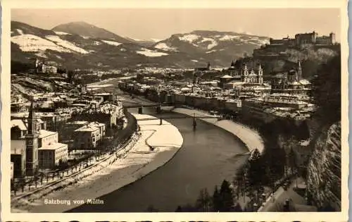 55786 - Salzburg - Salzburg , von Mülln , Panorama , Winter - gelaufen 1956