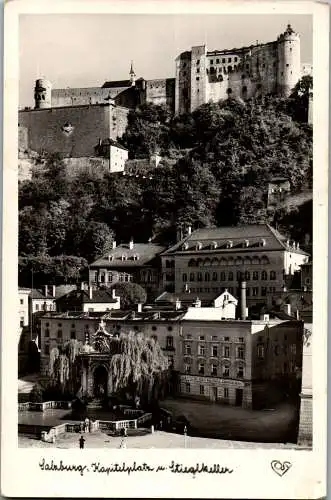 55787 - Salzburg - Salzburg , Kapitelplatz und Stieglkeller , A. u. K. Strasser Walzmühle , Dampfbäckerei - gel. 1958