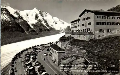 55806 - Salzburg - Großglockner , Hochalpenstrasse , Gaststätte Franz Josef Haus , Pasterze , l. beschädigt - 1958