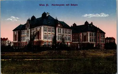 55930 - Wien - Wien XI , Herderplatz mit Schule - gelaufen 1918