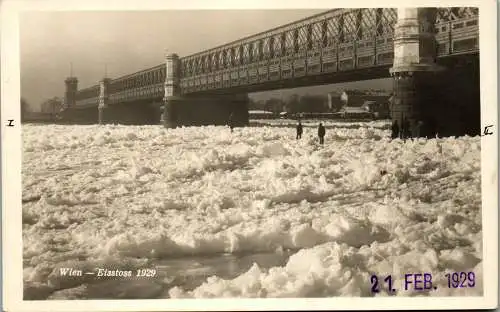 55937 - Wien - Wien , Eisstoß 21. Feb. 1929 , Reichsbrücke - nicht gelaufen