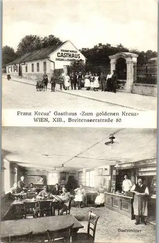 55943 - Wien - Wien XIII , Franz Kreuz Gasthaus zum Goldenen Kreuz , Breitenseer Straße 80 - gelaufen 1952