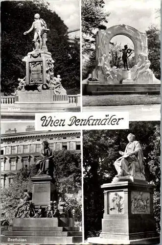 55956 - Wien - Wien , Denkmäler , Mozart , Strauß , Beethoven , Schubert , Denkmal - gelaufen 1965