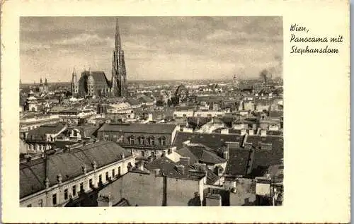 55960 - Wien - Wien , Panorama mit Stephansdom - gelaufen