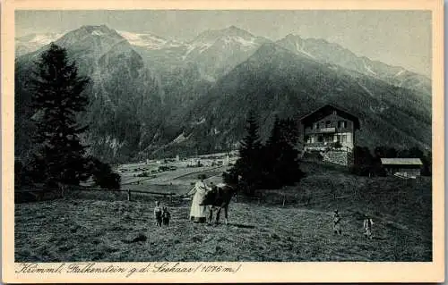 55978 - Salzburg - Krimml , Falkenstein gegen den Seekar , Landwirt bei der Arbeit , Frankiert - nicht gelaufen 1923
