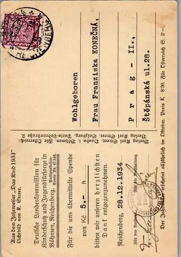 55982 - Tschechien - Liberec , Reichenberg , Spendenkarte , Das Kind 1933 , K. Streer - gelaufen 1934