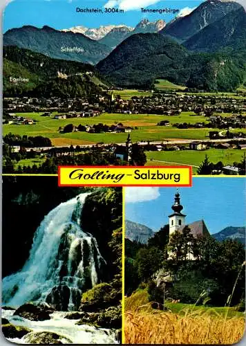 55990 - Salzburg - Golling , Egelsee , Scheffau , Wasserfall , Kirchlein , Mehrbildkarte - gelaufen