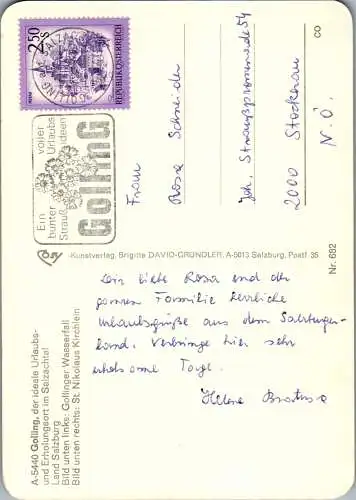 55990 - Salzburg - Golling , Egelsee , Scheffau , Wasserfall , Kirchlein , Mehrbildkarte - gelaufen