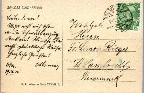 56002 - Wien - Schönbrunn , Schloss - gelaufen 1910