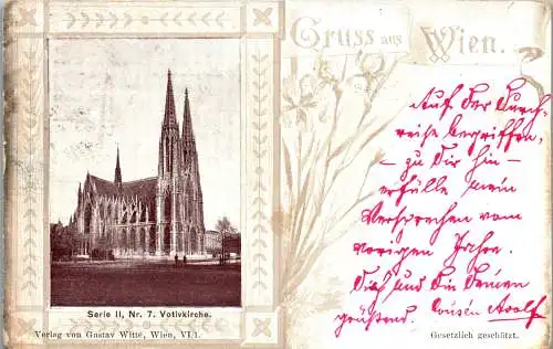 56020 - Wien - Wien , Votivkirche , Gruss aus Wien - gelaufen 1899