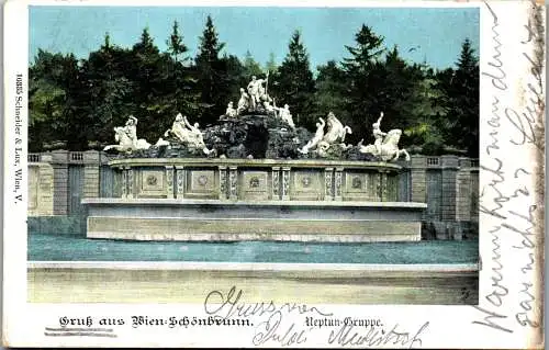 56038 - Wien - Schönbrunn , Gruß aus , Neptun Gruppe - gelaufen 1901