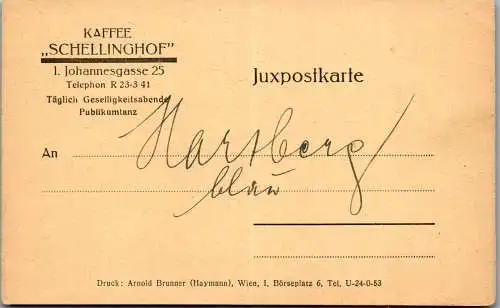 56076 - Wien - Wien I , Kaffee Schellinghof , Cafe , Johannesgasse 25 , Juxpostkarte - nicht gelaufen ca. 1930