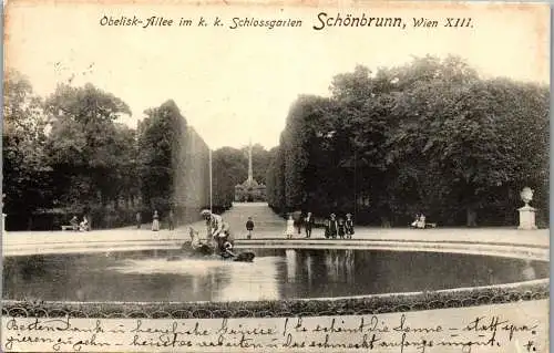 56085 - Wien - Schönbrunn , Obelisk Allee im K. K. Schlossgarten , Wien XIII - gelaufen 1906