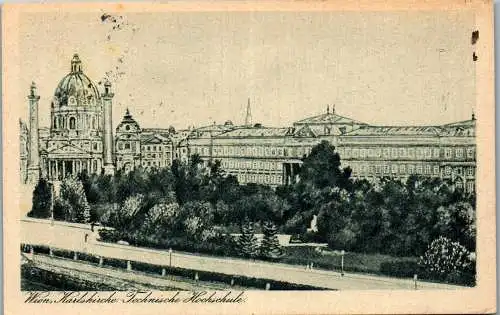 56104 - Wien - Wien , Karlskirche , Technische Hochschule - gelaufen 1924