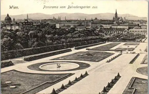 56122 - Wien - Wien , Panorama vom Belvederegarten aus - gelaufen 1910