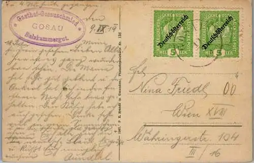 56128 - Oberösterreich - Gosau , Gasthof Gosauschmied mit den Donnerkogeln - gelaufen 1919