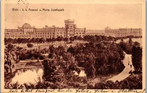 56162 - Wien - Wien , K. K. Arsenal u. Maria Josefapark - gelaufen 1914