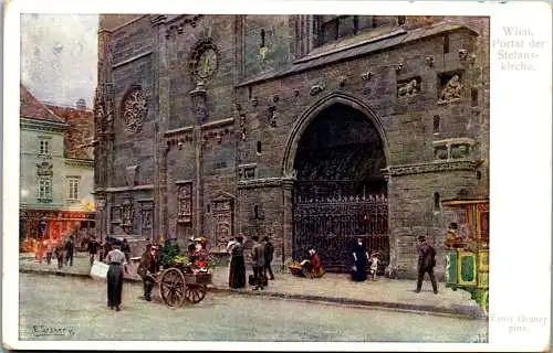 56169 - Wien - Künstlerkarte , Portal der Stefanskirche , signiert Ernst Graner - nicht gelaufen