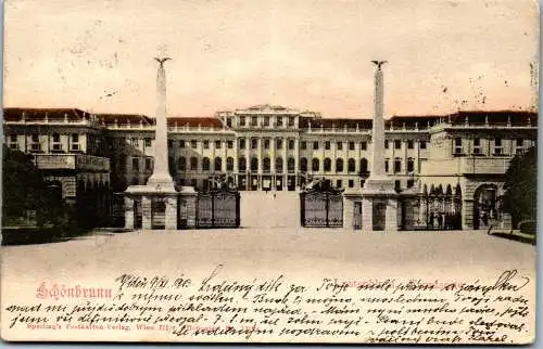 56173 - Wien - Schönbrunn , Lustschloss , Frontseite , Wien XIII - gelaufen 1903