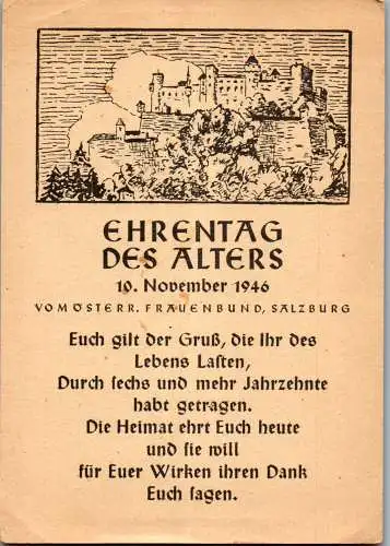 56226 - Salzburg - Alte Papiere , Ehrentag des Alters 1946 , Österreichischer Frauenbund - nicht gelaufen