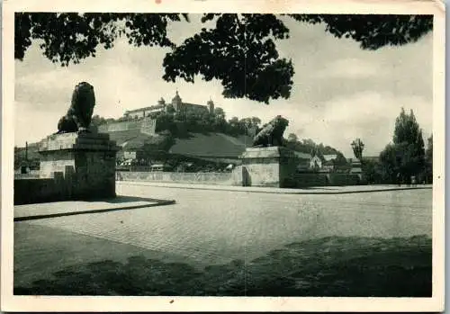 56229 - Deutschland - Würzburg , Marienberg von der Löwenbrücke - gelaufen 1944