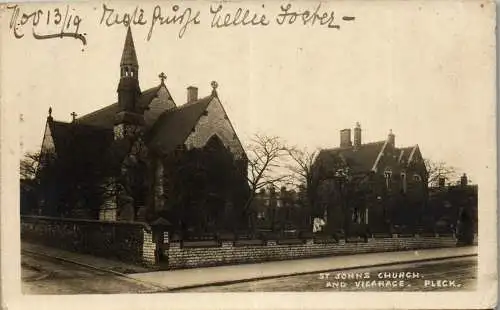 56246 - Großbritannien - Walsall , Pleck , St. John's Church and Vicarage - gelaufen 1919