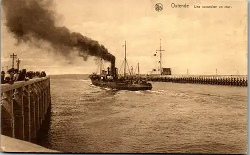 56247 - Belgien - Ostende , Une excursion on Mer , Schiff , Ship - nicht gelaufen