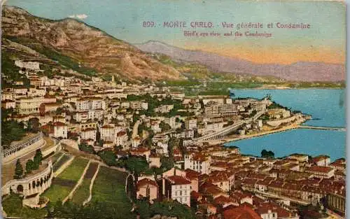 56270 - Monaco - Monte Carlo , Vue generale et Condamine - gelaufen 1923