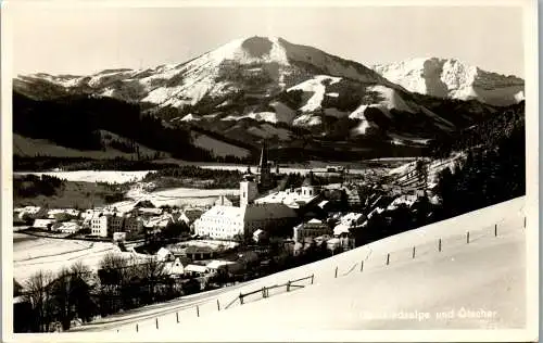 56278 - Steiermark - Mariazell , mit Gemeindealpe und Ötscher , Winter - gelaufen 1955