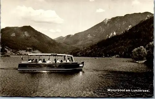 56328 - Niederösterreich - Lunz am See , Motorboot am Lunzersee - gelaufen 1954