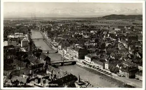 56358 - Steiermark - Graz , gegen Süden vom Schloßberg - gelaufen 1933