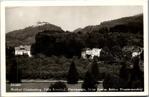 56365 - Steiermark - Bad Gleichenberg , Villa Rosenhof , Grüss Gott u. Schloss Trautmannsdorf , l. beschädigt 1942