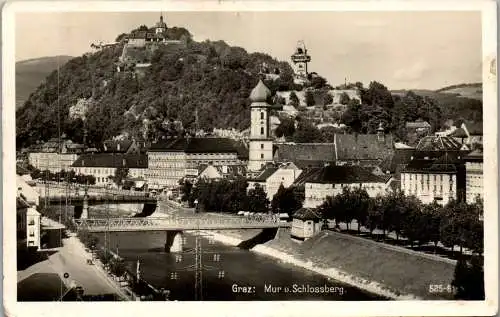 56379 - Steiermark - Graz , Mur und Schloßberg - gelaufen 1951