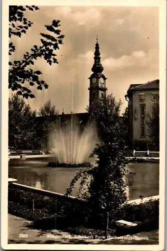 56391 - Kärnten - Klagenfurt , Schubert Park Hochstrahlbrunnen - gelaufen 1940