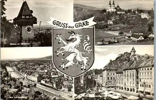 56393 - Steiermark - Graz , Gruss aus , Hauptplatz , Maria Trost , Schloßberg - gelaufen