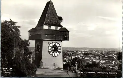 56395 - Steiermark - Graz , Schlossberg Uhrturm - gelaufen 1962