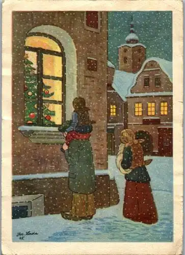 56484 - Künstlerkarte - Josef Lada , Ceske Zima , Tschechischer Winter , Zensur - gelaufen