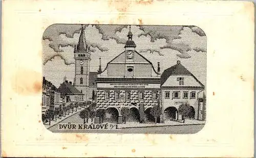 56496 - Tschechien - Dv?r Králové , Königinhof an der Elbe , Stoff Materialkarte  - nicht gelaufen