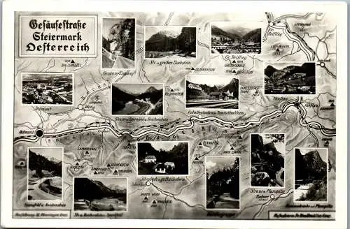 56504 - Steiermark - Gesäuse , Gesäusestrasse . Landkarte - nicht gelaufen 1939