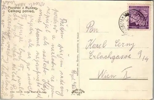 56524 - Tschechien - Rusava , Rottalowitz , Panorama , Celkovy pohled - gelaufen 1942