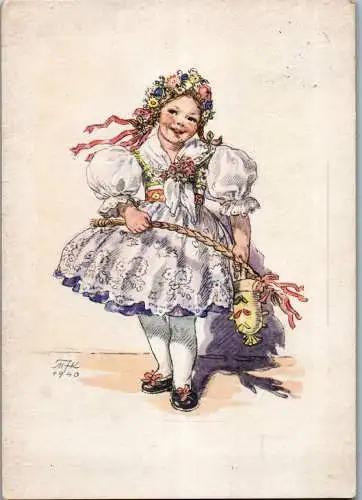 56531 - Künstlerkarte - signiert , Mädchen in Tracht - gelaufen 1940