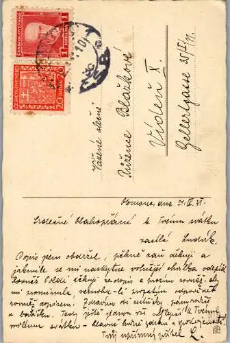 56537 - Künstlerkarte - Herzliche Grüße , Motiv Kind mit Blumenstrauss und Geschenk - gelaufen 1931