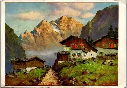 56579 - Künstlerkarte - J. Hecker , Bauernhaus - gelaufen 1943